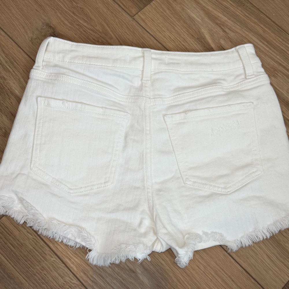 Eunina White Super High Rise Distressed Cut Off Denim Shorts Small - Picture 3 of 6